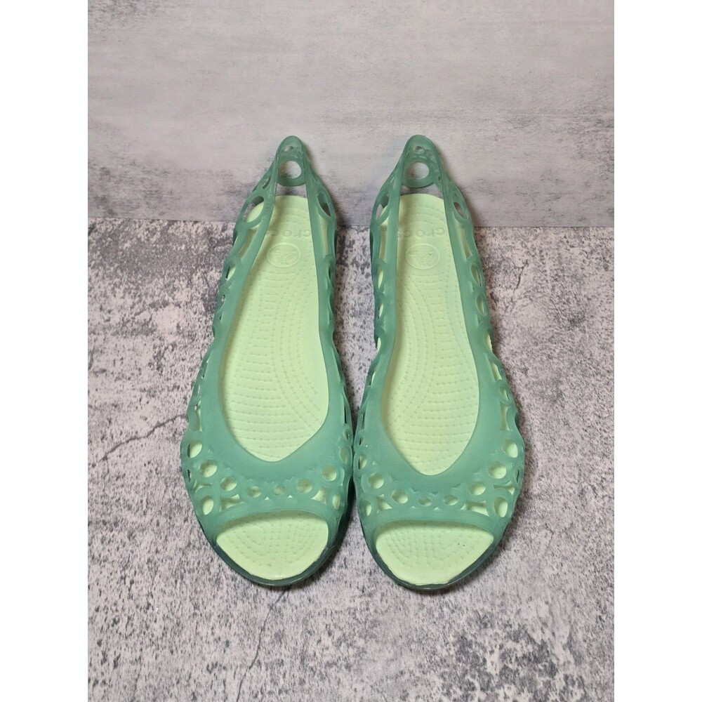 Crocs Adrina Flat Jelly Sandals Green Slip On Womens Size 10